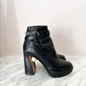 Nikolas Kirkwood 90MM Black Leather Boots with Rubber sole